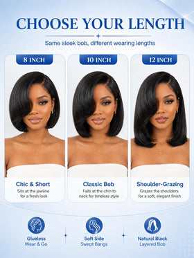 Nadula Glueless Short Layered Bob Wig displayed on a mannequin