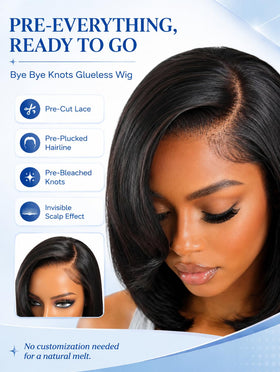 Nadula Glueless Short Layered Bob Wig side view highlighting the HD lace closure