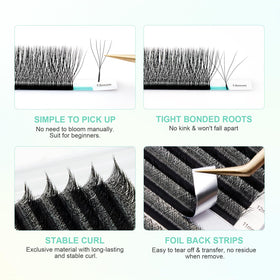 NAGARAKU 5D W Premade Fans Lash Extensions on application tray
