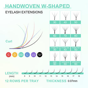 NAGARAKU 5D W Premade Fans Lash Extensions with lash glue