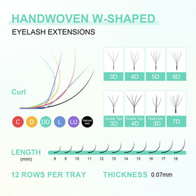 NAGARAKU 6D W Premade Fans Lash Extensions showing soft texture