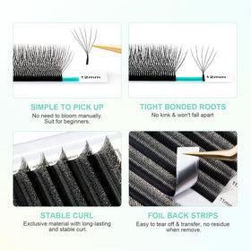 NAGARAKU 6D W Premade Fans Lash Extensions with tweezers
