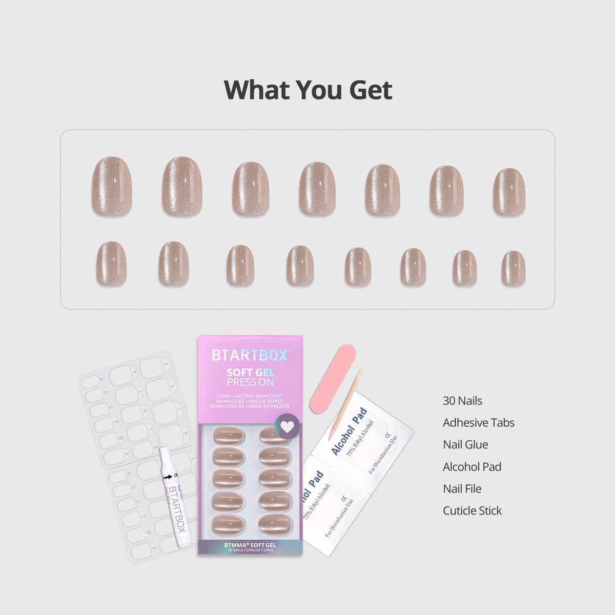Nail application process with BTArtbox Press On Nails