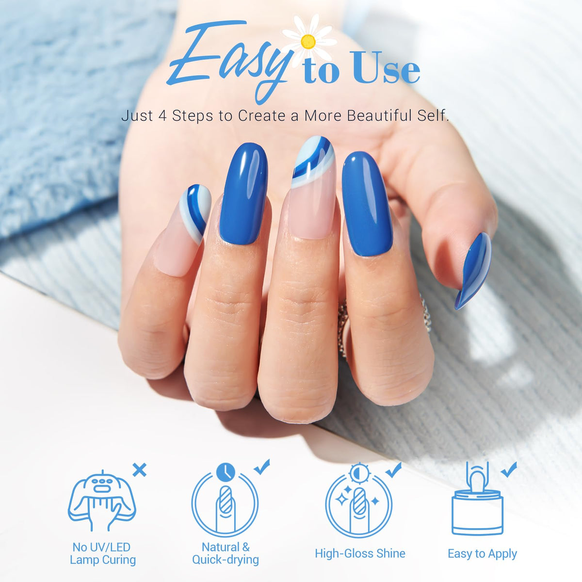 Nail art created using AZUREBEAUTY dip powder kit