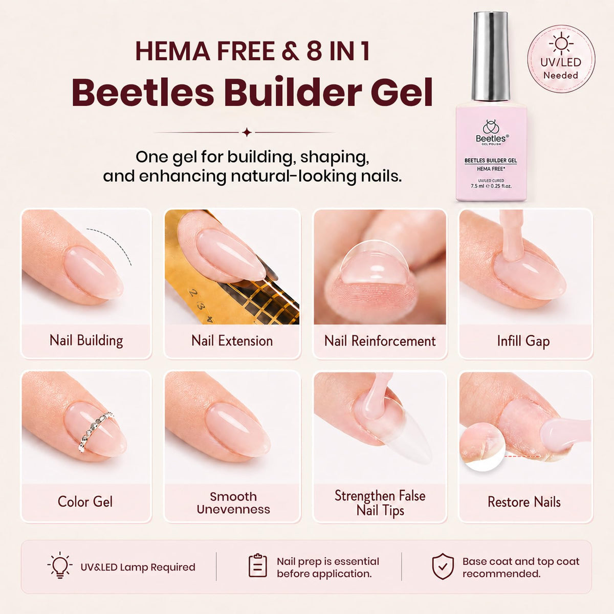 Nail art created using beetles Builder Gel