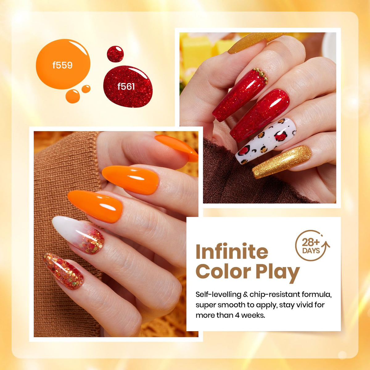nail art created with beetles Gel Polish Fall Set