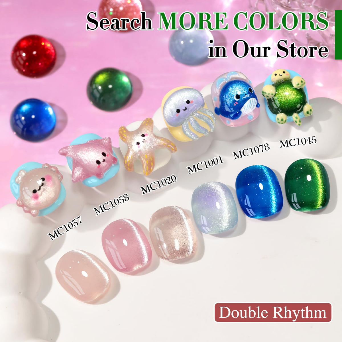 Nail art created with Double Rhythm Cat Eye Gel Polish