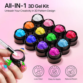 Nail art created with MIZHSE 3D Nail Gel featuring floral designs