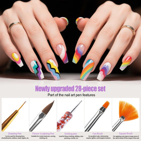 Nail art design created using Artdone striping tape