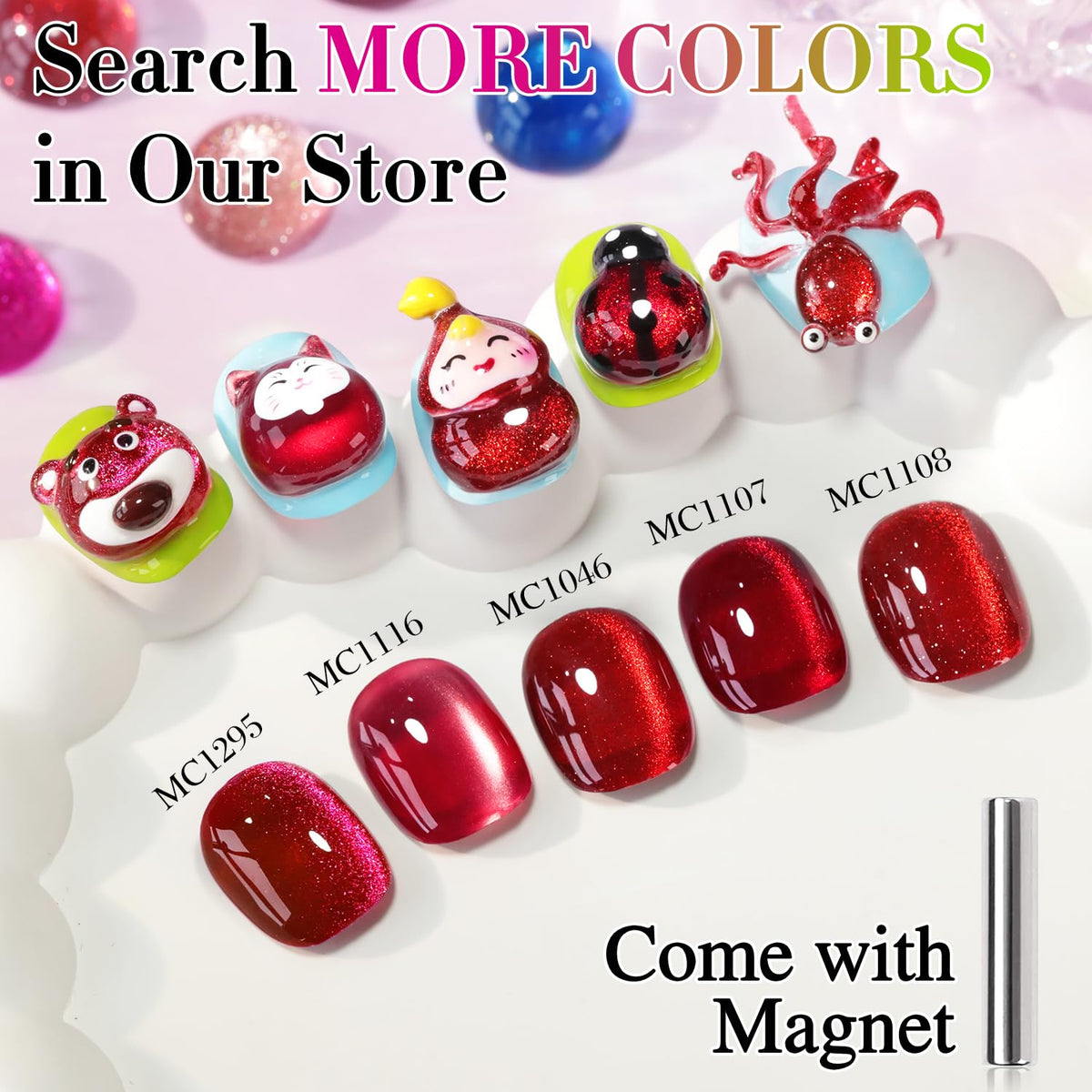 Nail art design created with Double Rhythm Cat Eye Gel Polish