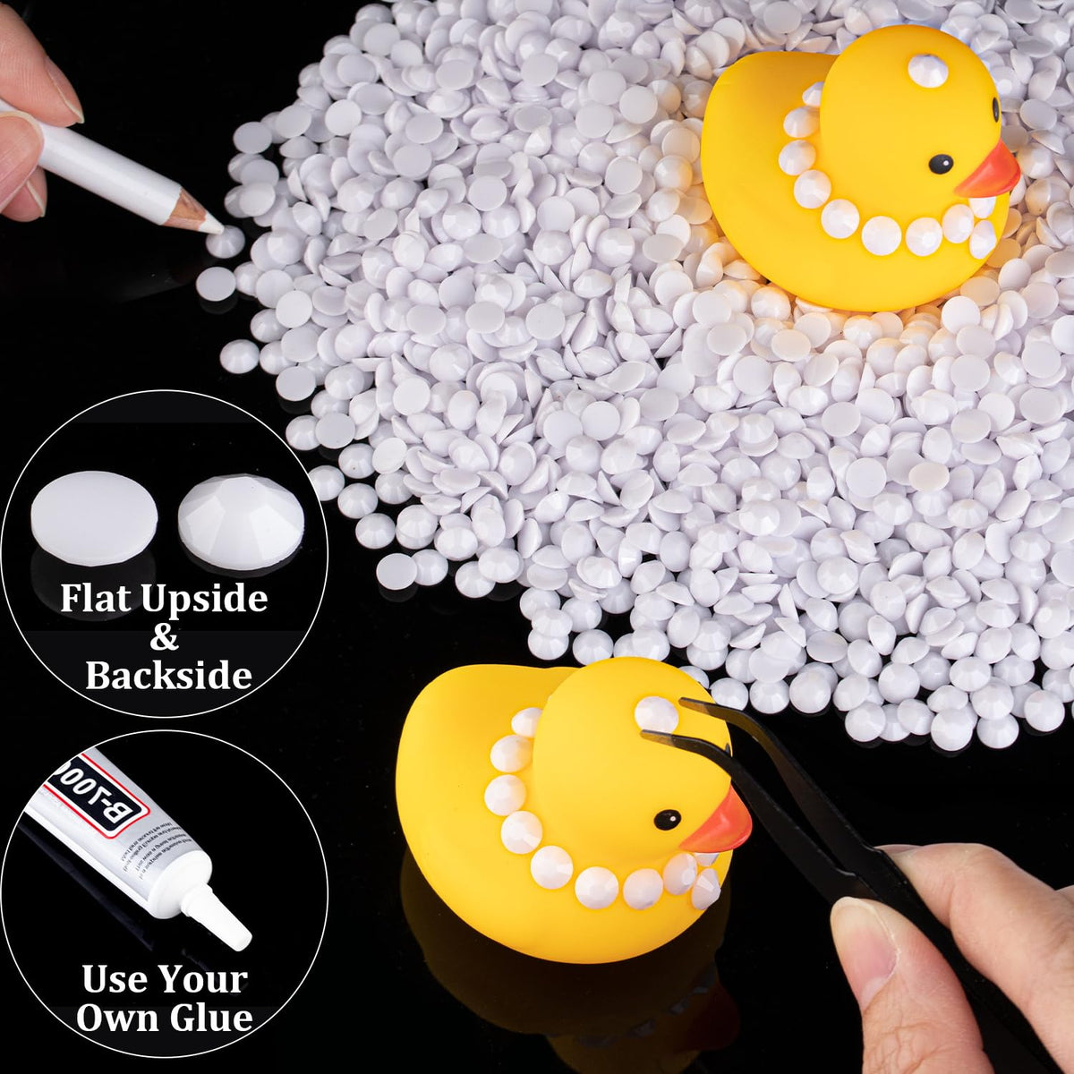 Nail art design featuring BELLEBOOST 3mm rhinestones