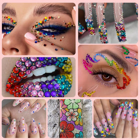 Nail art design featuring CANVALITE jelly rhinestones