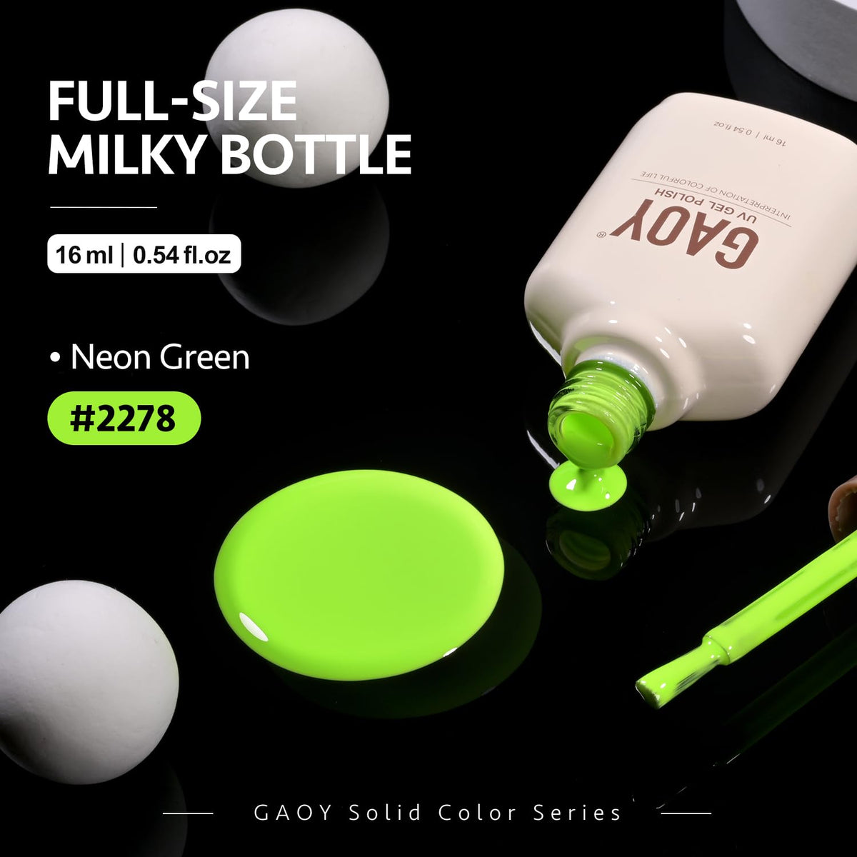 Nail art design featuring GAOY Neon Green Gel Nail Polish