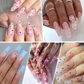 Nail art design featuring qiipii 24 Colour Jelly Resin Rhinestones