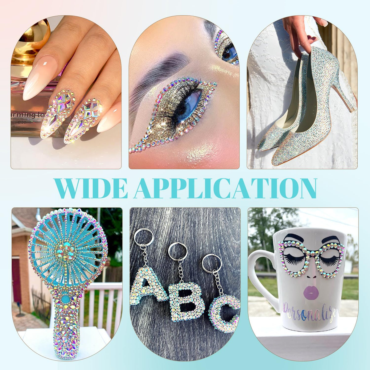 Nail art design featuring TINKRSTUFF rhinestones