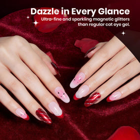 Nail art design using Beetles red gel polish