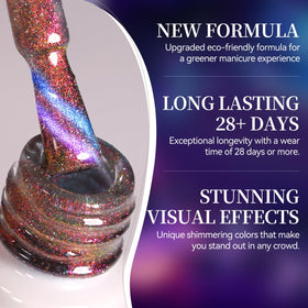 Nail art design using Born Pretty 9D Chameleon Cat Magnetic Gel Nail Polish
