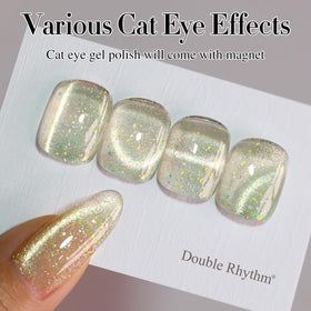 Nail art design using Double Rhythm Cat Eye Gel Polish