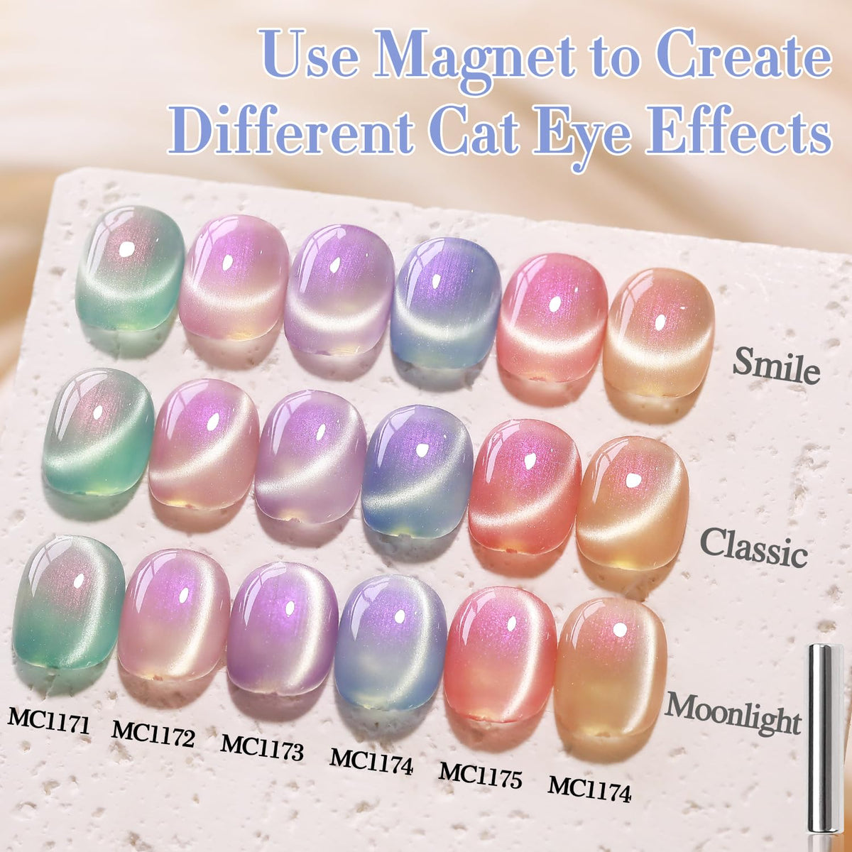 Nail art design using Double Rhythm Cat Eye Gel Polish