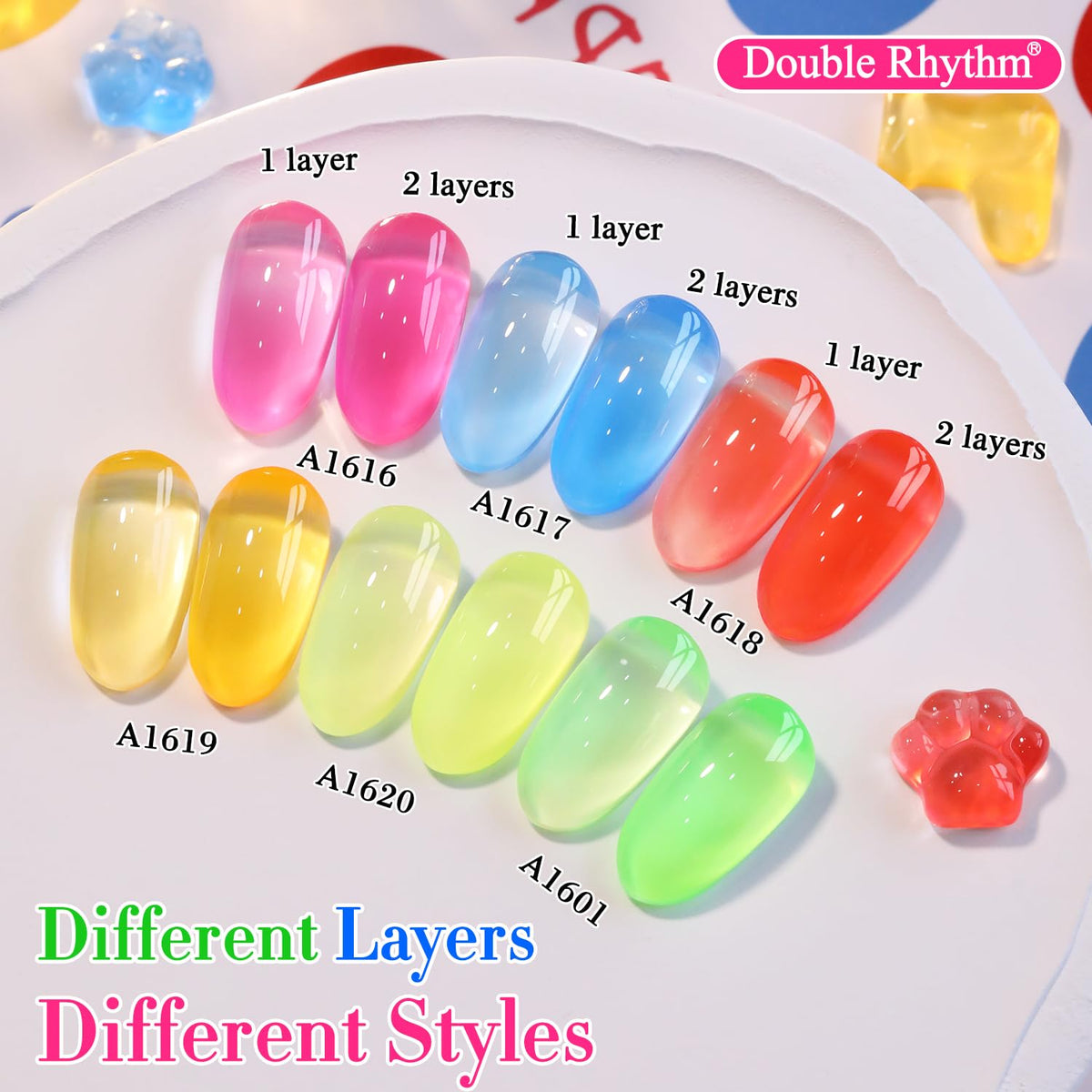 Nail art design using Double Rhythm Gel Polish