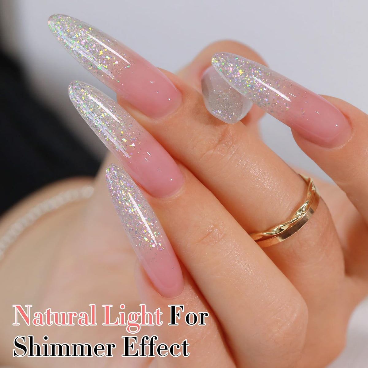 Nail art design using Double Rhythm Glitter Gel Polish
