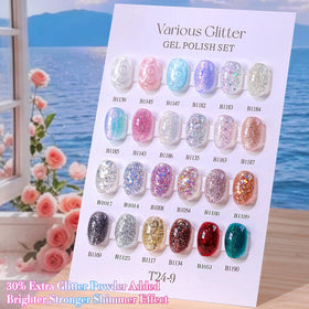 Nail art design using Double Rhythm glitter gel polish