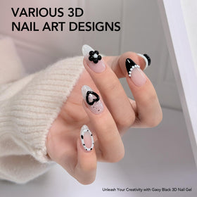 Nail art design using GAOY Black 3D Nail Gel