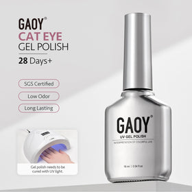 Nail art design using GAOY Pink Glassy Cat Eye Gel Nail Polish