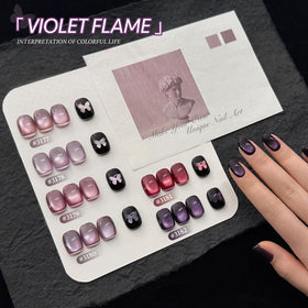 Nail art design using GAOY Purple Glitter Cat Eye Gel Polish