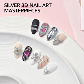 Nail art design using GAOY Silver 3D Nail Gel