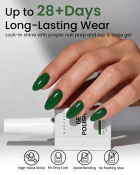 Nail art design using Makartt green gel polish