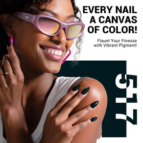 Nail art design using MelodySusie dark green gel polish