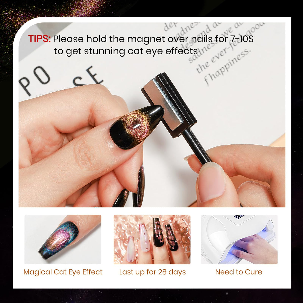 Nail art design using SUPWEE Cat Eye Gel Polish