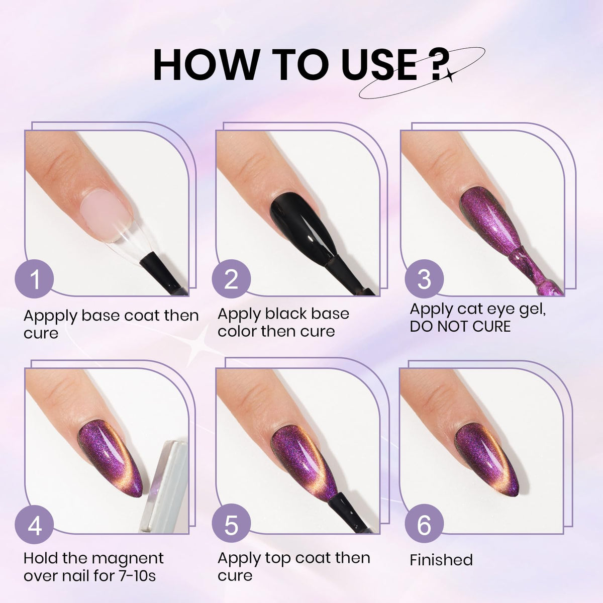 Nail art design using SUPWEE Cat Eye Gel Polish