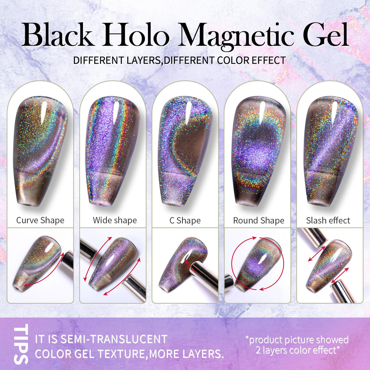 Nail art display featuring Born Pretty Cat Magnetic Eye Gel