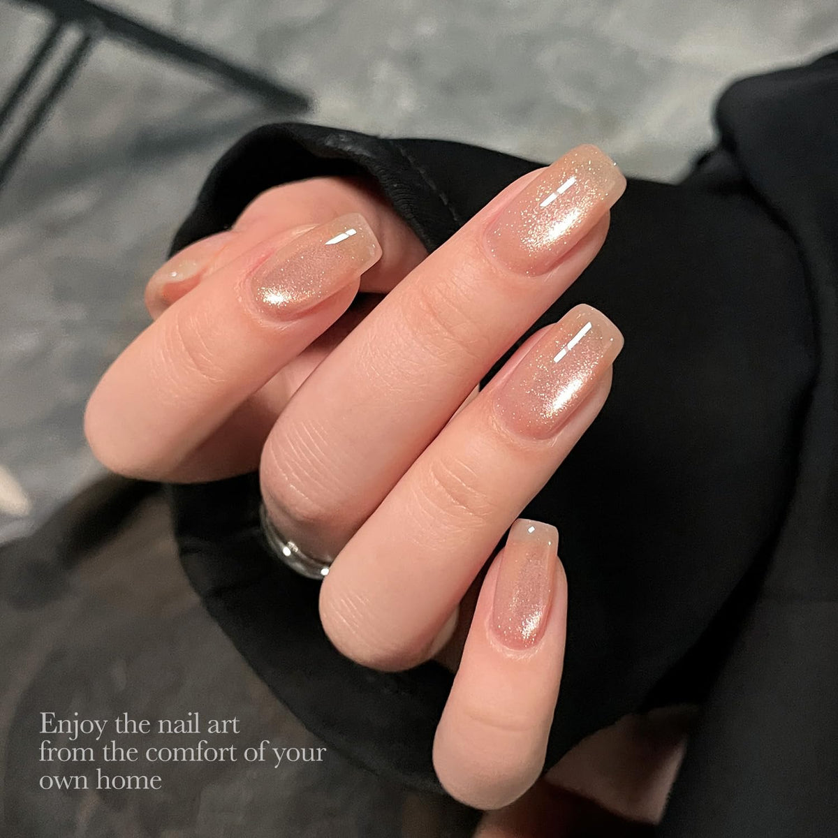 Nail art example using GAOY Jelly Pink Cat Eye Gel Polish