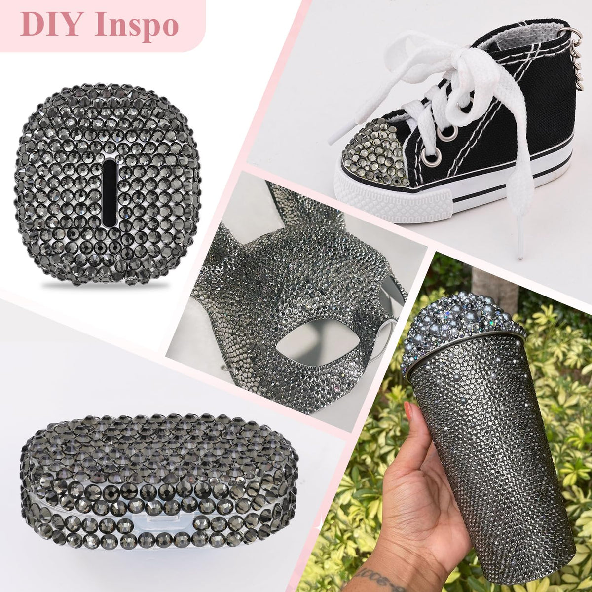 Nail art featuring BELLEBOOST Black Diamond rhinestones