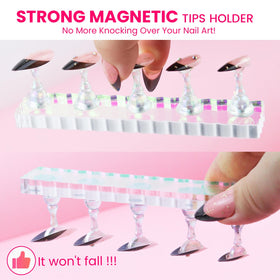 Nail art practice using ESUOHYM stands and tape