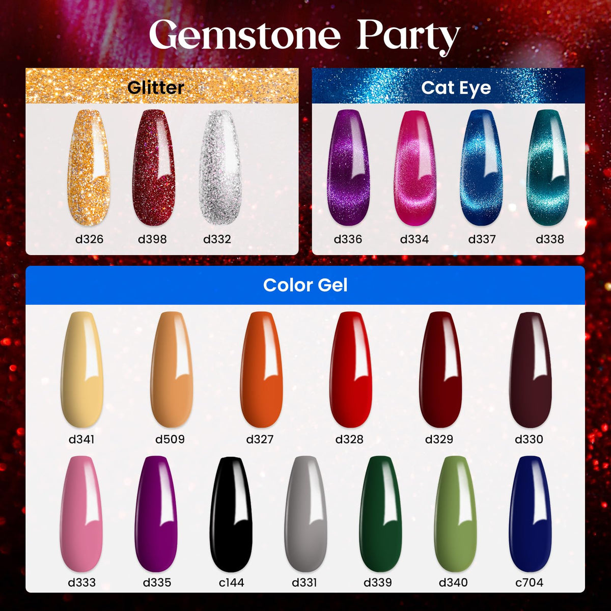 Nail art showcasing cat-eye effects using beetles Gel Polish
