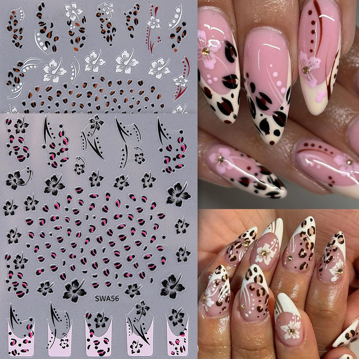 Nail art stickers displayed on a manicure table