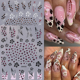 Nail art stickers displayed on a manicure table