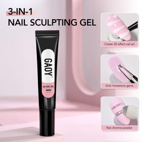 Nail art tools alongside GAOY White 3D Nail Gel