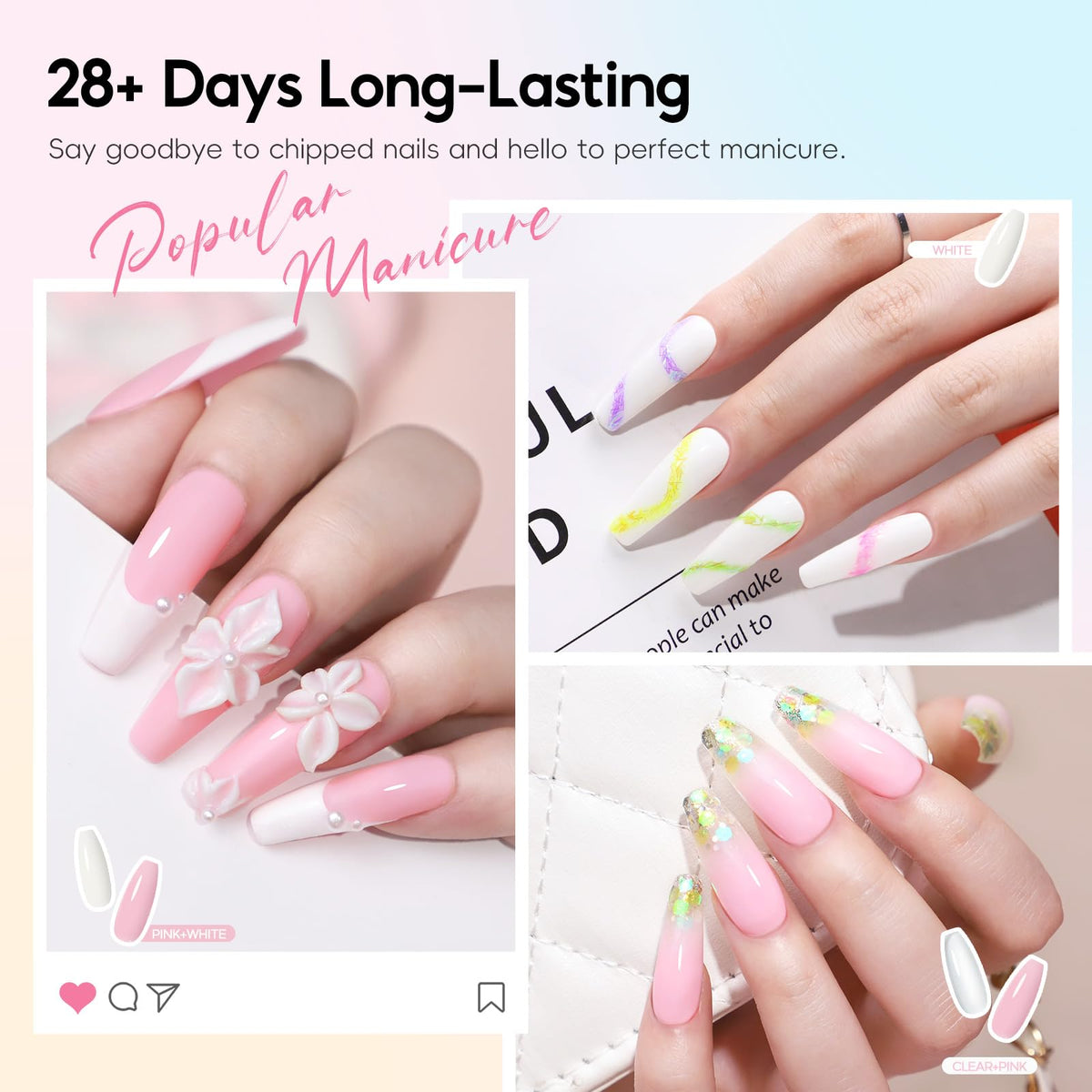 Nail art tools and rhinestones from COSCELIA acrylic nail kit