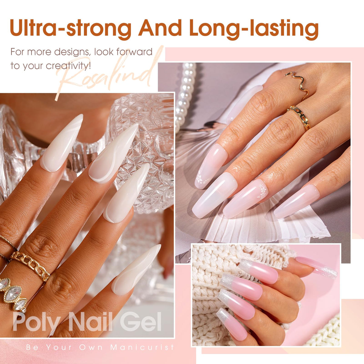 Nail art tools included in ROSALIND Poly Nail Gel Kit