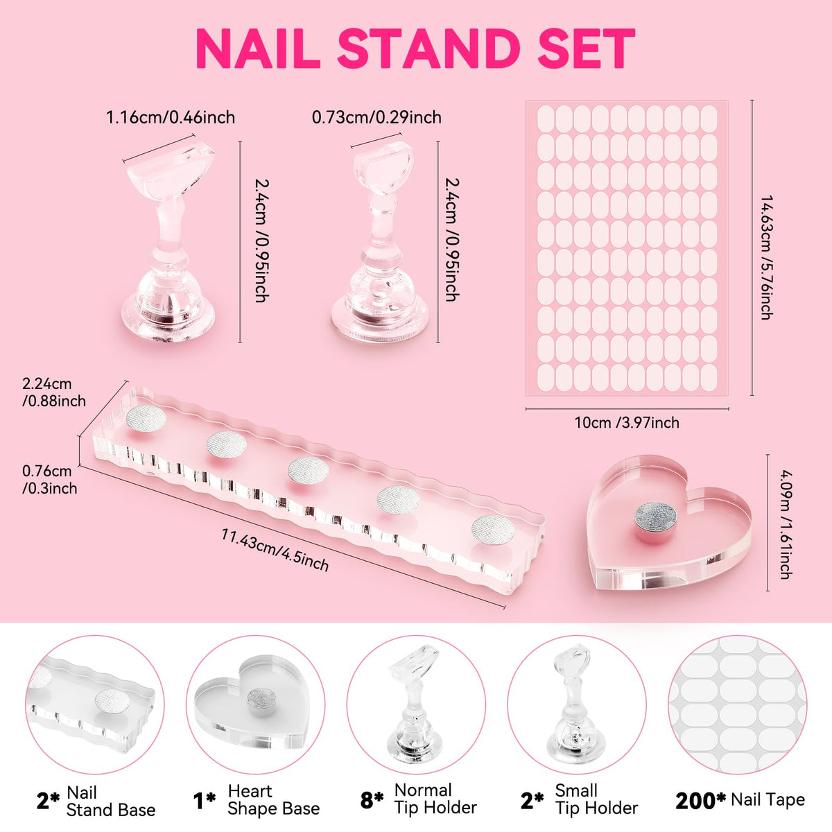 Nail art tools including brushes and charms