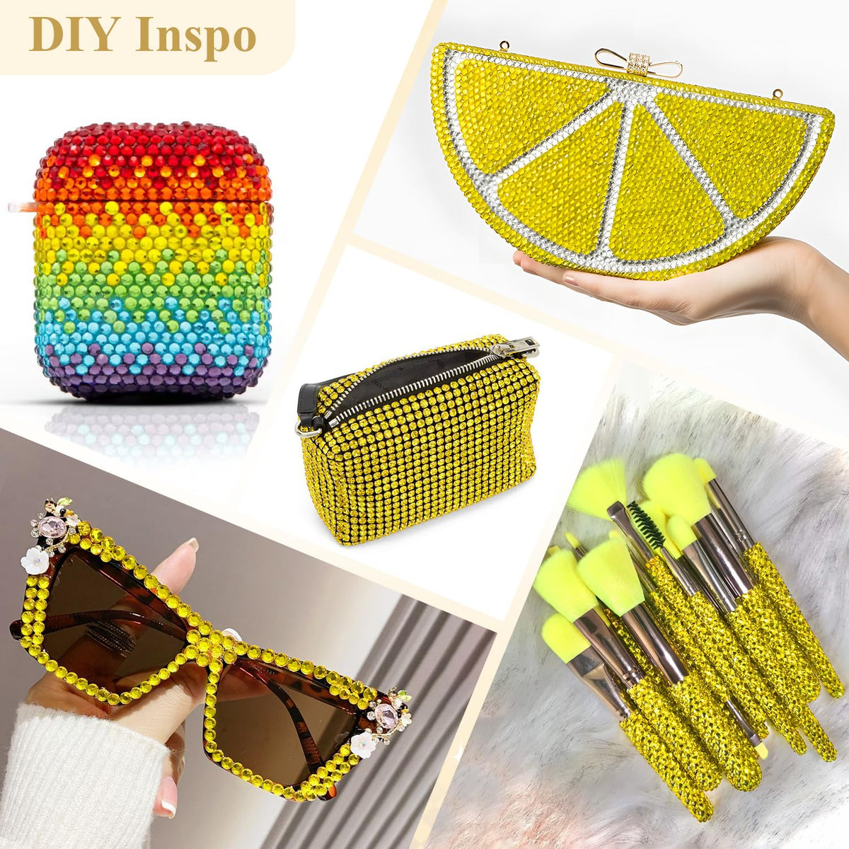 Nail art using BELLEBOOST Lemon Yellow Rhinestones