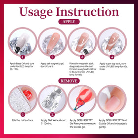 Nail art using Born Pretty Hot Pink Cat Magnetic Eye Gel Nail Polish