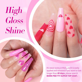 Nail art using Born Pretty pink gel polish