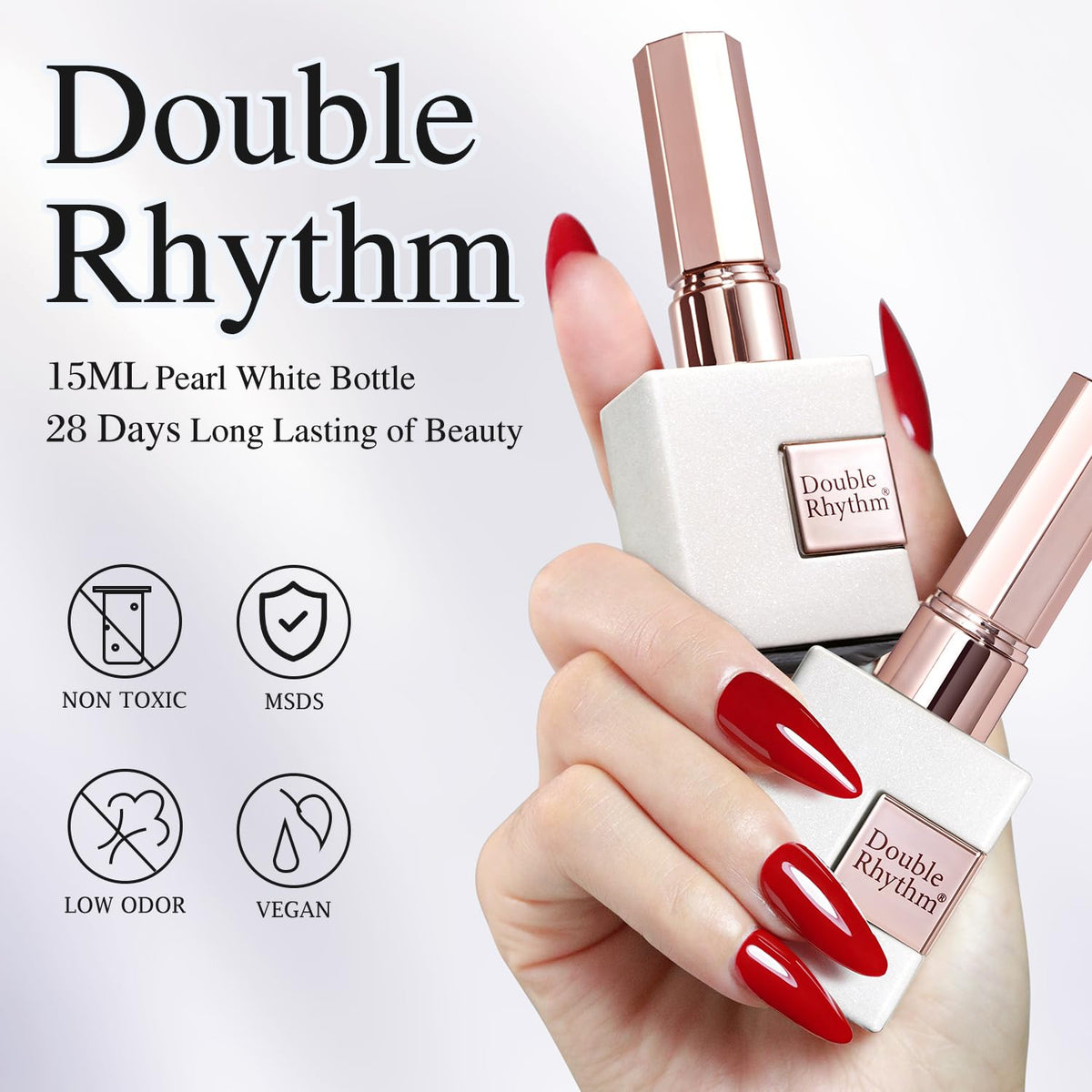 Nail art using Double Rhythm Cherry Red Glitter Gel Polish