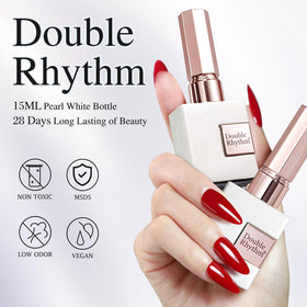 Nail art using Double Rhythm Cherry Red Glitter Gel Polish